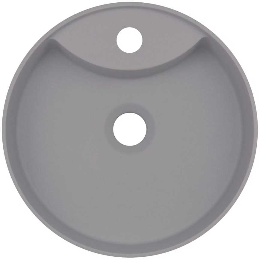 Deante CQS_SU4B - Tason päälle asennettava SILIA-pesuallas hanan reiällä, Ø 36 cm, graniitti/metallinhohtoinen harmaa