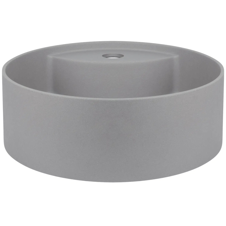 Deante CQS_SU4B - Tason päälle asennettava SILIA-pesuallas hanan reiällä, Ø 36 cm, graniitti/metallinhohtoinen harmaa