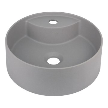 Deante CQS_SU4B - Tason päälle asennettava SILIA-pesuallas hanan reiällä, Ø 36 cm, graniitti/metallinhohtoinen harmaa