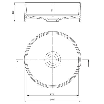 Deante CQS_SU4S - SILIA tason päälle asennettava pesuallas, halkaisija 36 cm, graniittikomposiitti/metallinhohtoinen harmaa