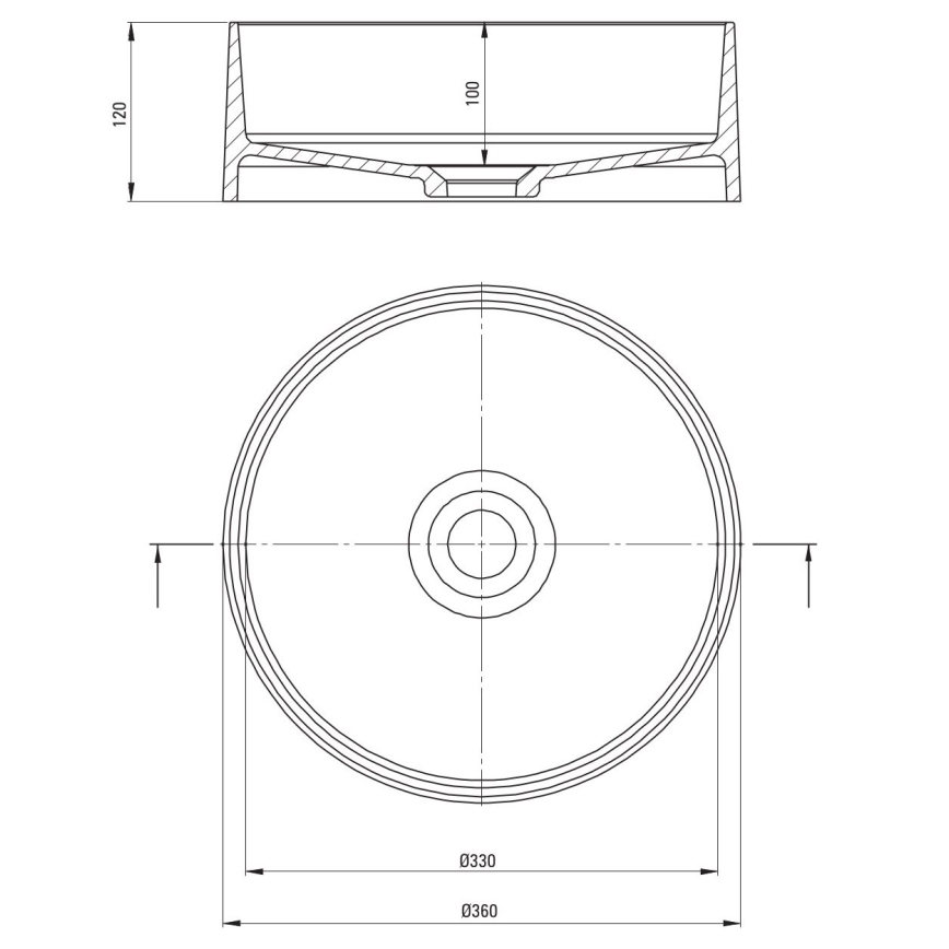Deante CQS_SU4S - SILIA tason päälle asennettava pesuallas, halkaisija 36 cm, graniittikomposiitti/metallinhohtoinen harmaa