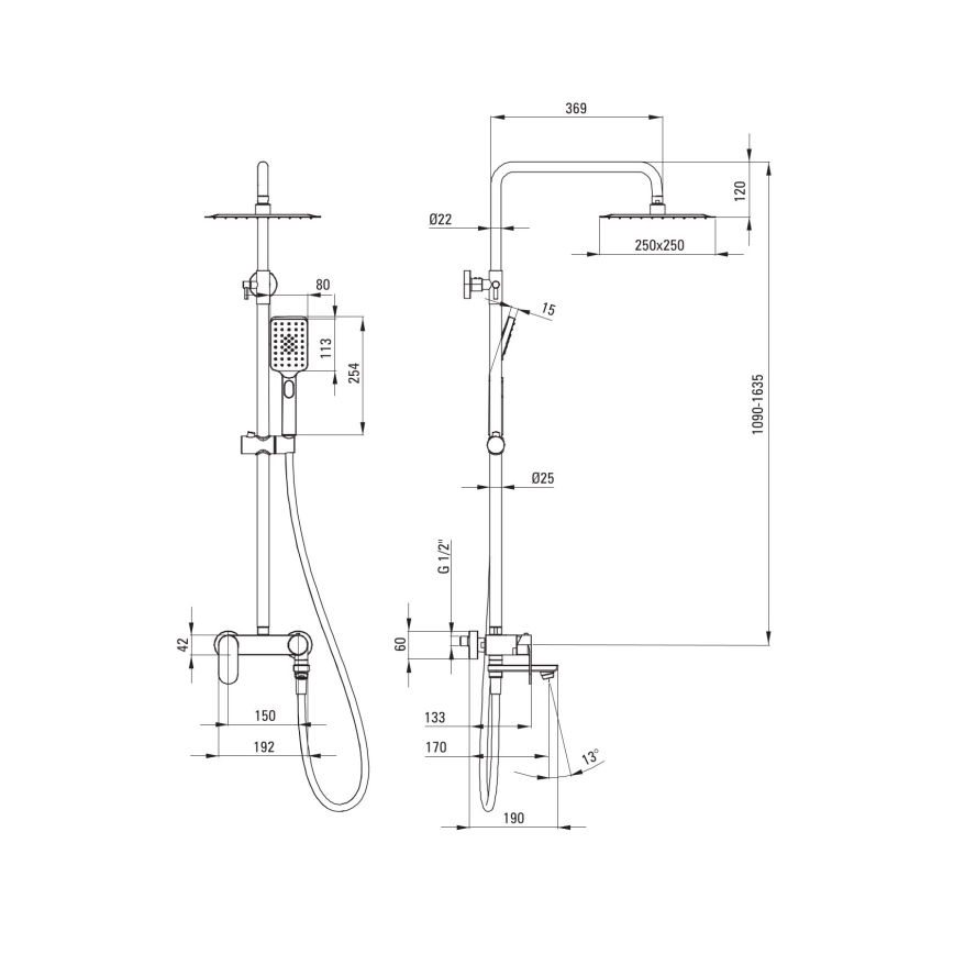 Deante NAC_N1AM - ALPINIA-suihkusetti sekoittajalla, musta