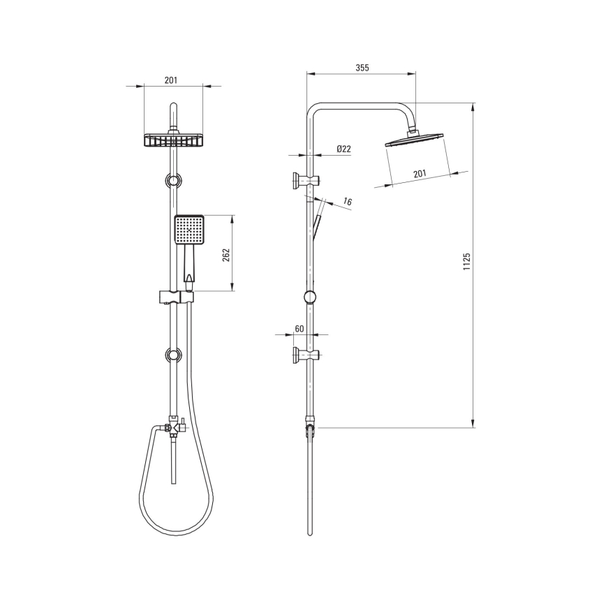 Deante NER_N51K - BORO-suihkusetti musta