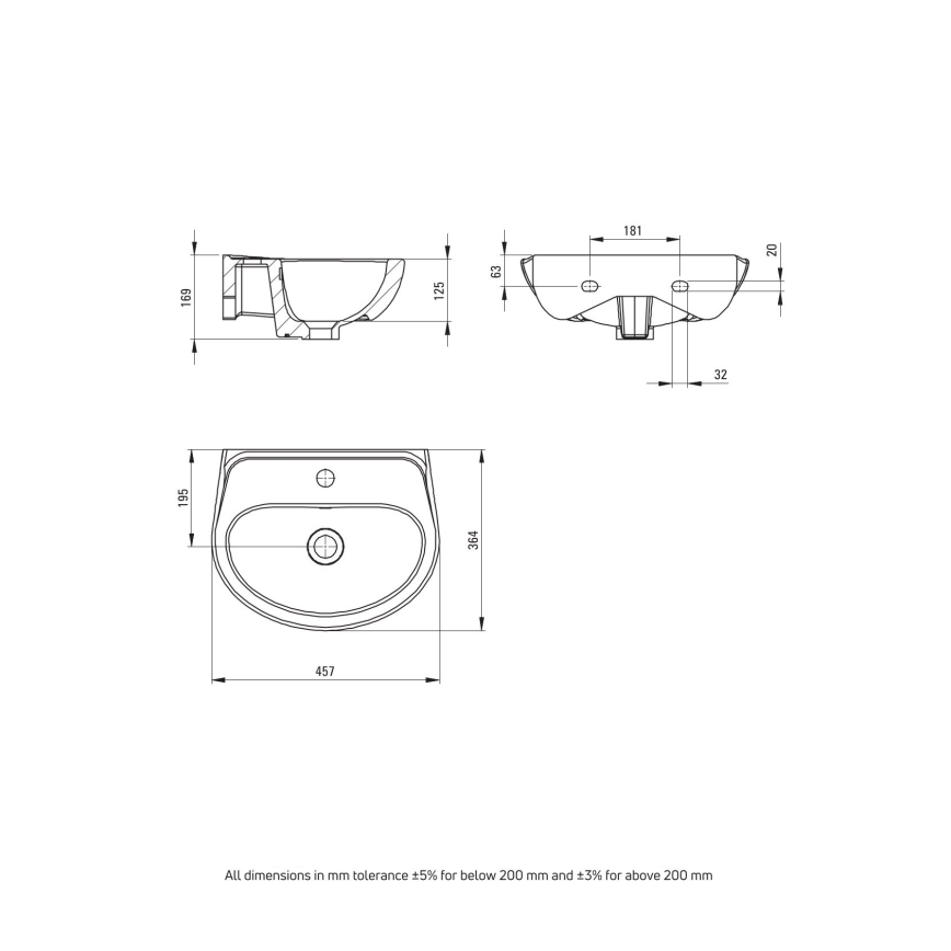 Deante - Seinäasennettava pesuallas JASMIN 45,7x36,4 + pesuallashana LEMON