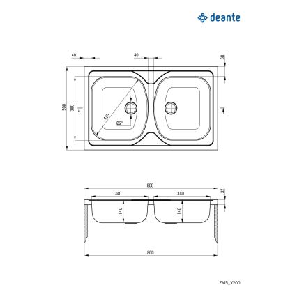 Deante ZM5_0200 - Keittiön pesuallas TANGO 50x80 cm satiini