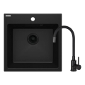 Deante ZQJNN103 - Keittiön pesuallas EVORA 50x50 cm + pesualtaan hana joustavalla kädellä graniitti/musta