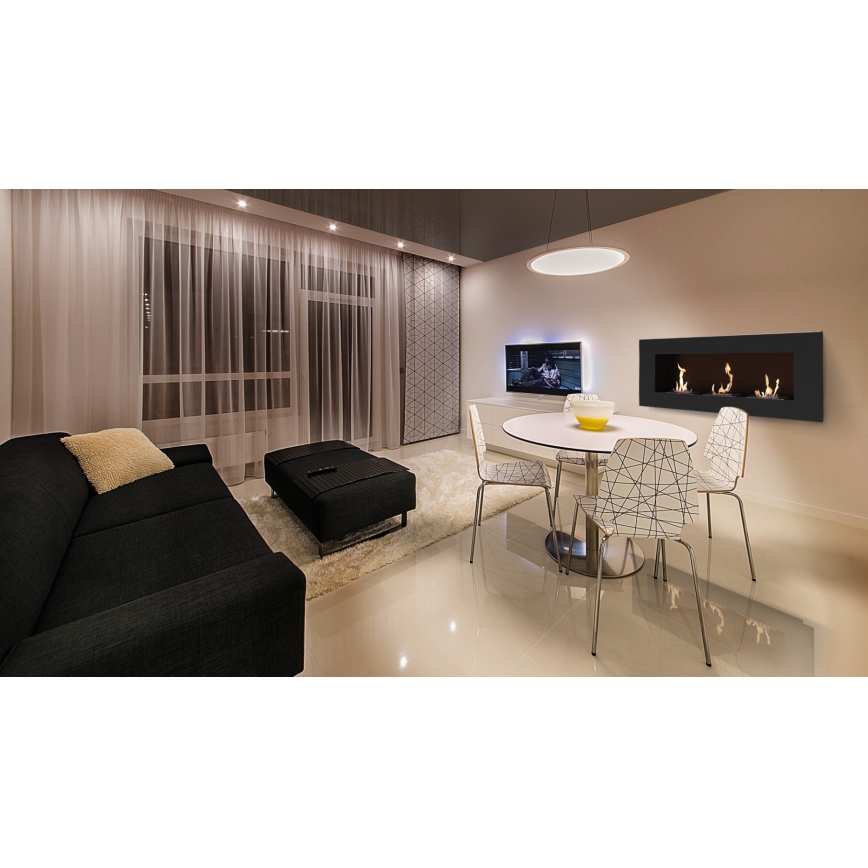 Kratki - Sisäänrakennettava BIO-takka 40x120 cm 3x1,1kW musta