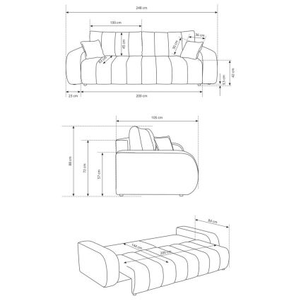 DESIO kolmen hengen vuodesohva, beige