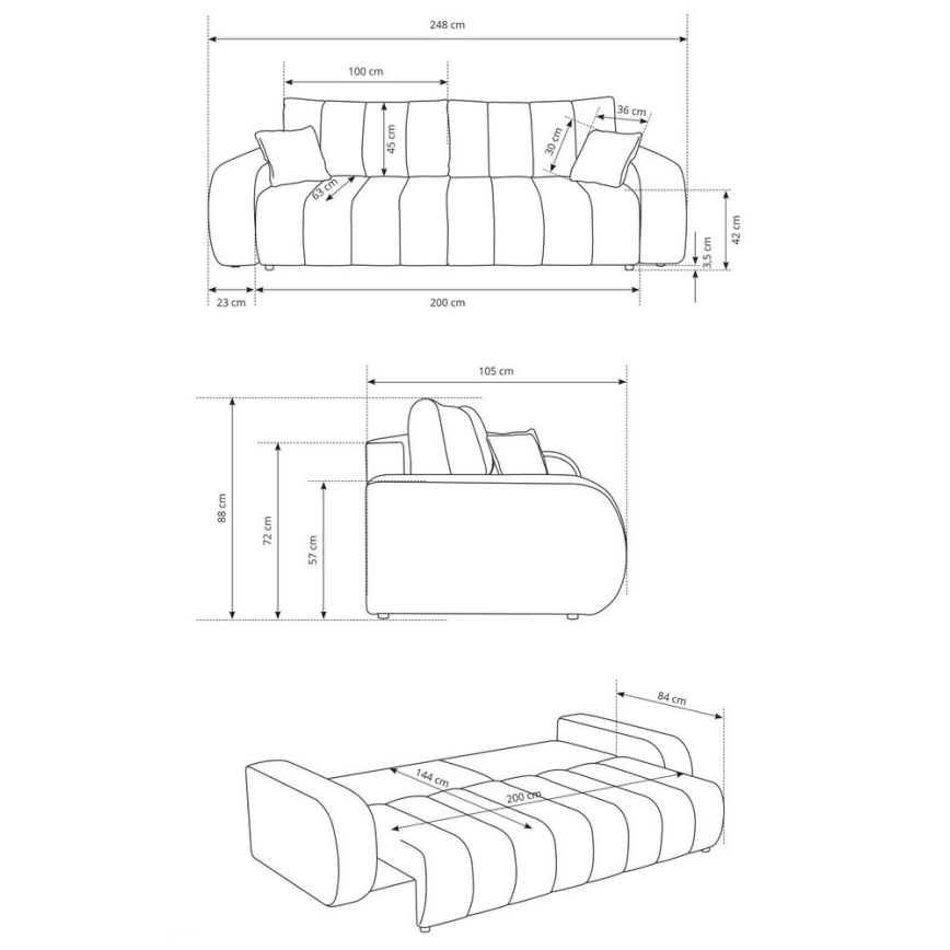 DESIO kolmen hengen vuodesohva, beige
