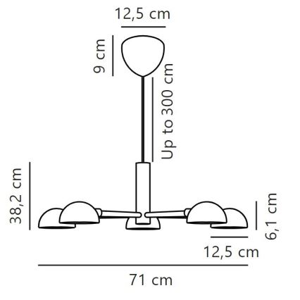 DFTP by Nordlux - Kattokruunu johdossa NOMI 5xE14/8W/230V musta