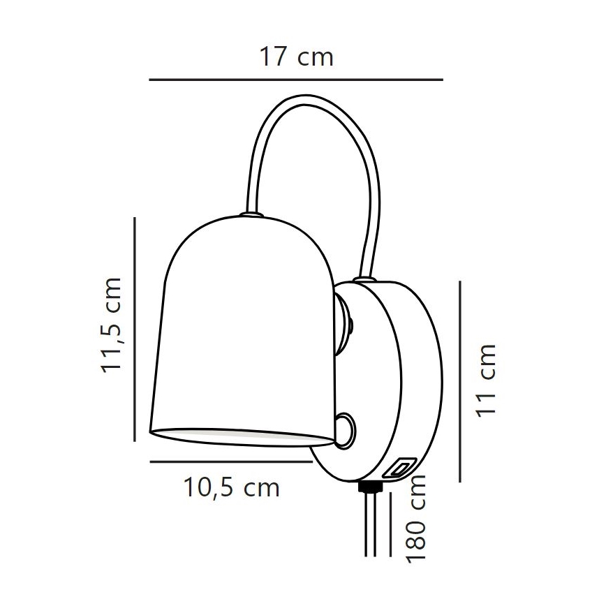 DFTP by Nordlux - Seinään asennettava kohdevalaisin USB-portilla ANGLE 1xGU10/25W/230V valkoinen
