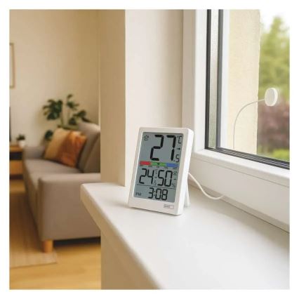 Digitaalinen lämpö- ja kosteusmittari, 2 × AAA-paristoa, valkoinen