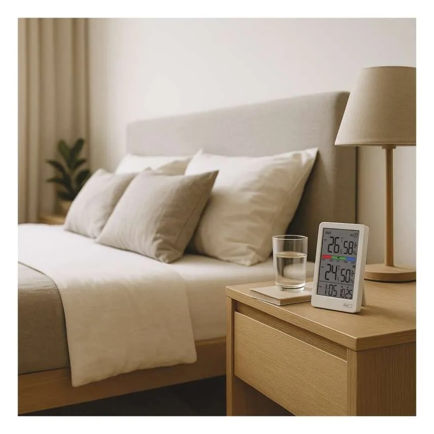 Digitaalinen lämpö- ja kosteusmittari 2xAAA valkoinen