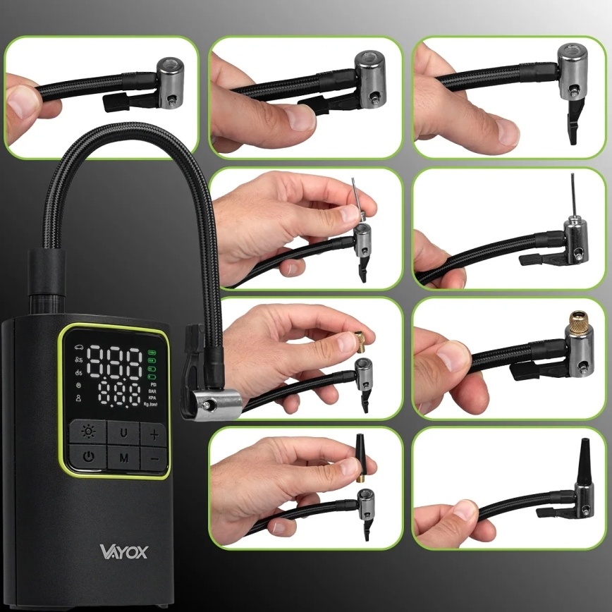 Digitaalinen taskukokoinen kompressori 5V 4000 mAh musta