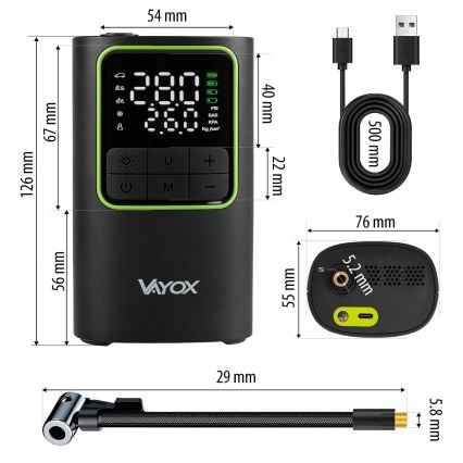 Digitaalinen taskukokoinen kompressori 5V 4000 mAh musta