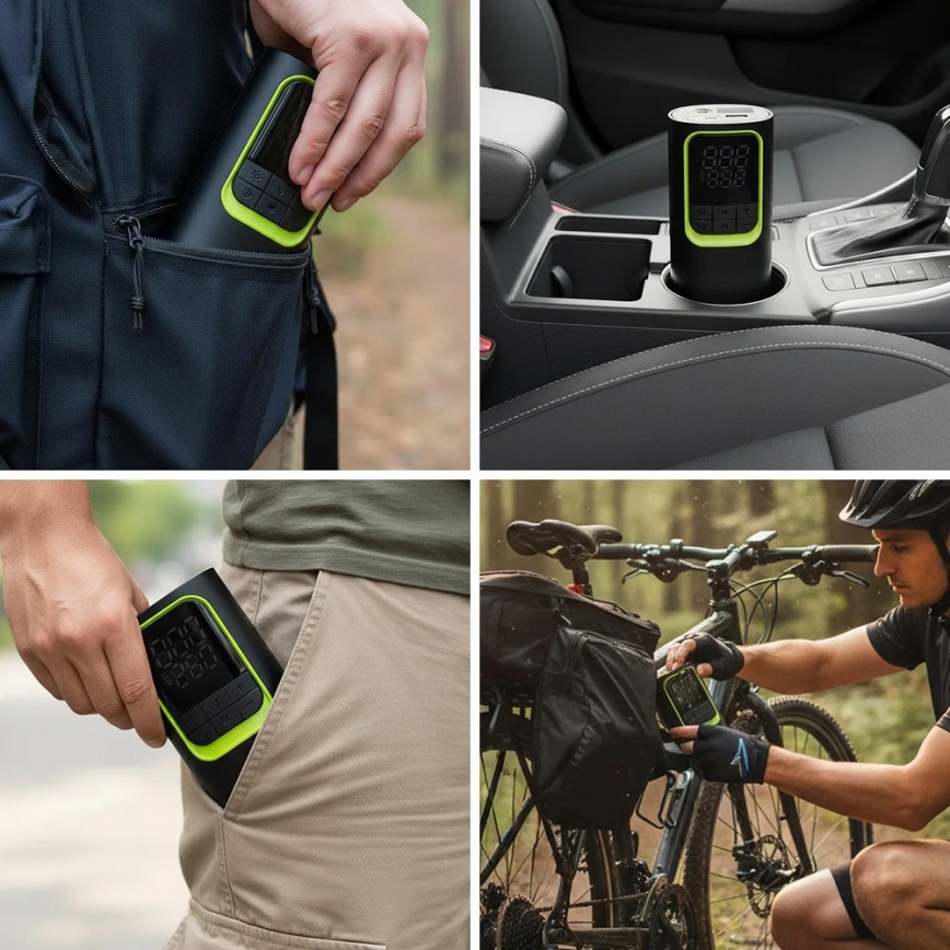 Digitaalinen taskukompressori 5 V 8000 mAh, musta