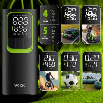 Digitaalinen taskukompressori 5 V 8000 mAh, musta