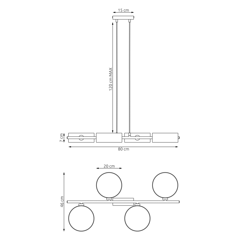 DRUMZ-riippuvalaisin vaijerilla 4xE14/10W/230V, harmaa