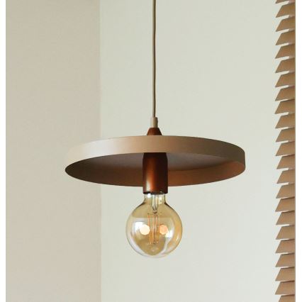 Duolla - IRONLINE-riippuvalaisin, 1xE27/15W/230V, halkaisija 30 cm, beige/kupari