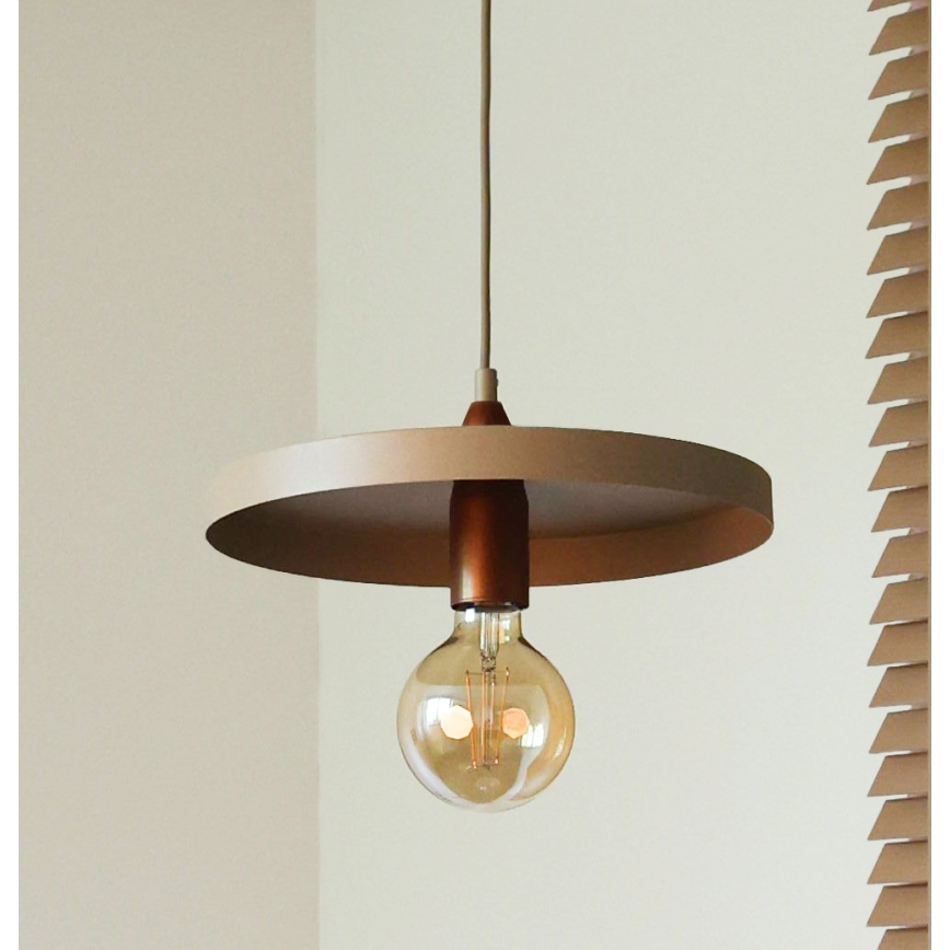 Duolla - IRONLINE-riippuvalaisin, 1xE27/15W/230V, halkaisija 30 cm, beige/kupari