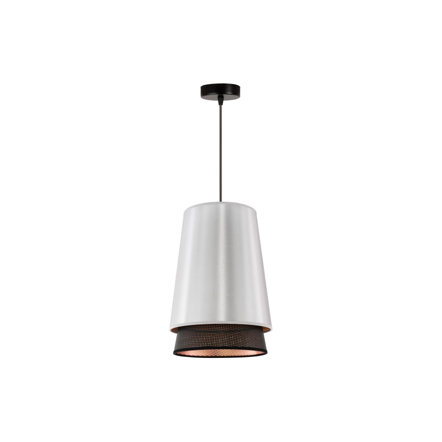 Duolla - Kattokruunu johdossa BELL SHINY 1xE27/15W/230V halkaisija 25 cm hopea/musta