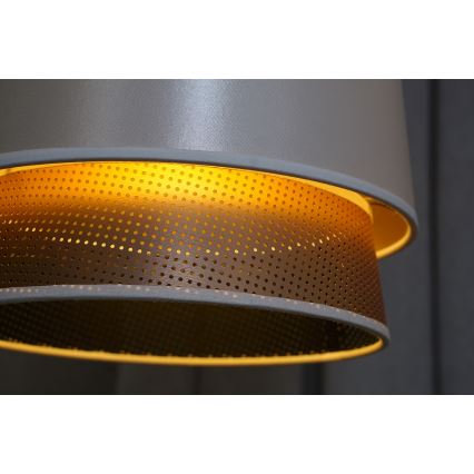 Duolla - Kattokruunu johdossa BELL SHINY 1xE27/15W/230V halkaisija 25 cm valkoinen/kupari