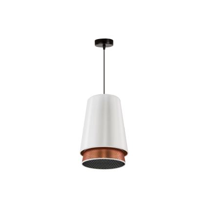 Duolla - Kattokruunu johdossa BELL SHINY 1xE27/15W/230V halkaisija 25 cm valkoinen/kupari