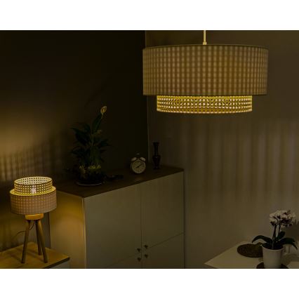 Duolla - Kattokruunu johdossa BOHO 1xE27/15W/230V d. 45 cm kerma/rottinki