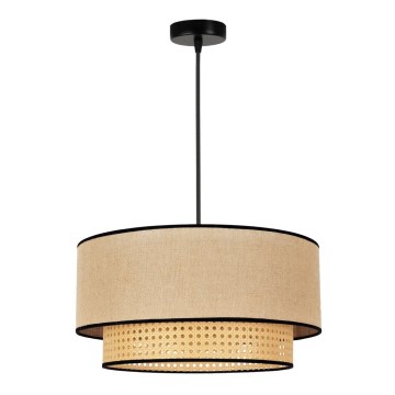 Duolla - Kattokruunu johdossa BOHO 1xE27/15W/230V halkaisija 45 cm beige/rottinki