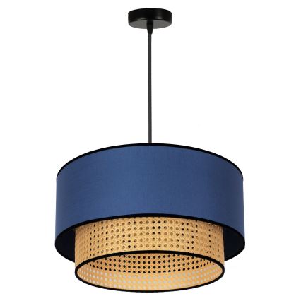 Duolla - Kattokruunu johdossa BOHO 1xE27/15W/230V halkaisija 45 cm sininen/rottinki