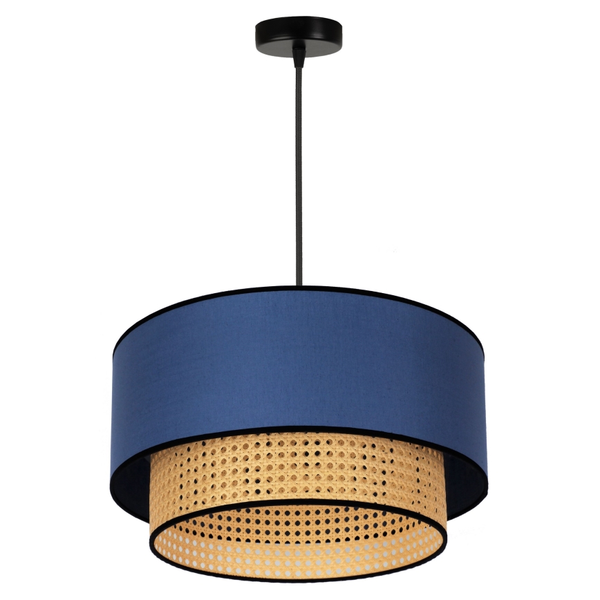 Duolla - Kattokruunu johdossa BOHO 1xE27/15W/230V halkaisija 45 cm sininen/rottinki