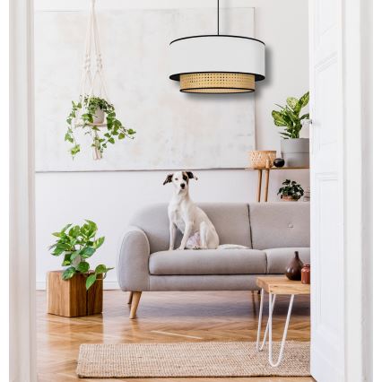 Duolla - Kattokruunu johdossa BOHO 1xE27/15W/230V halkaisija 45 cm valkoinen/rottinki