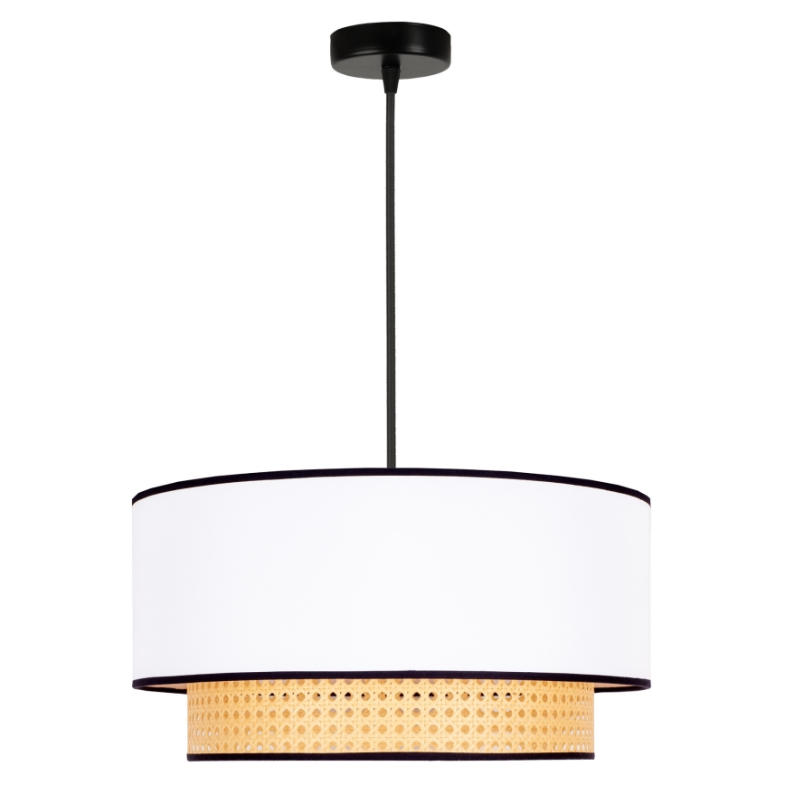 Duolla - Kattokruunu johdossa BOHO 1xE27/15W/230V halkaisija 45 cm valkoinen/rottinki