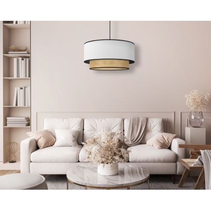 Duolla - Kattokruunu johdossa BOHO 1xE27/15W/230V halkaisija 45 cm valkoinen/rottinki