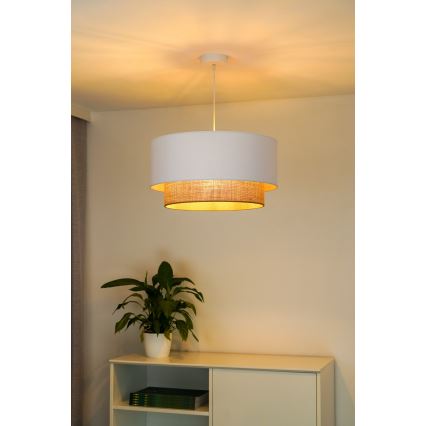 Duolla - Kattokruunu johdossa BOHO 1xE27/15W/230V halkaisija 45 cm valkoinen/ruskea