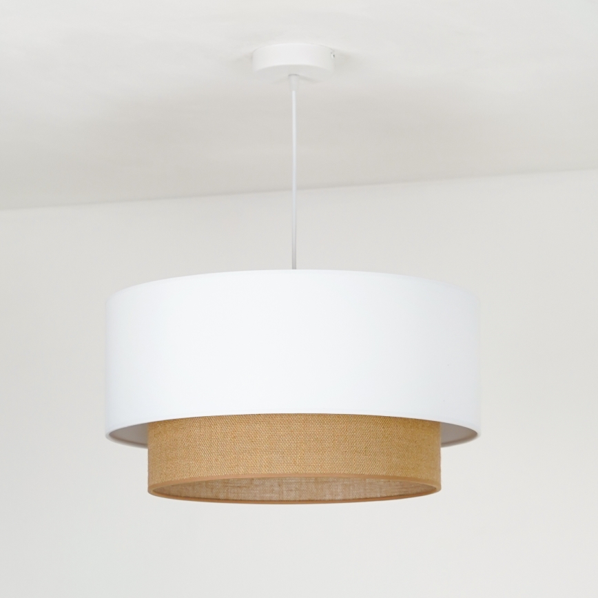 Duolla - Kattokruunu johdossa BOHO 1xE27/15W/230V halkaisija 45 cm valkoinen/ruskea