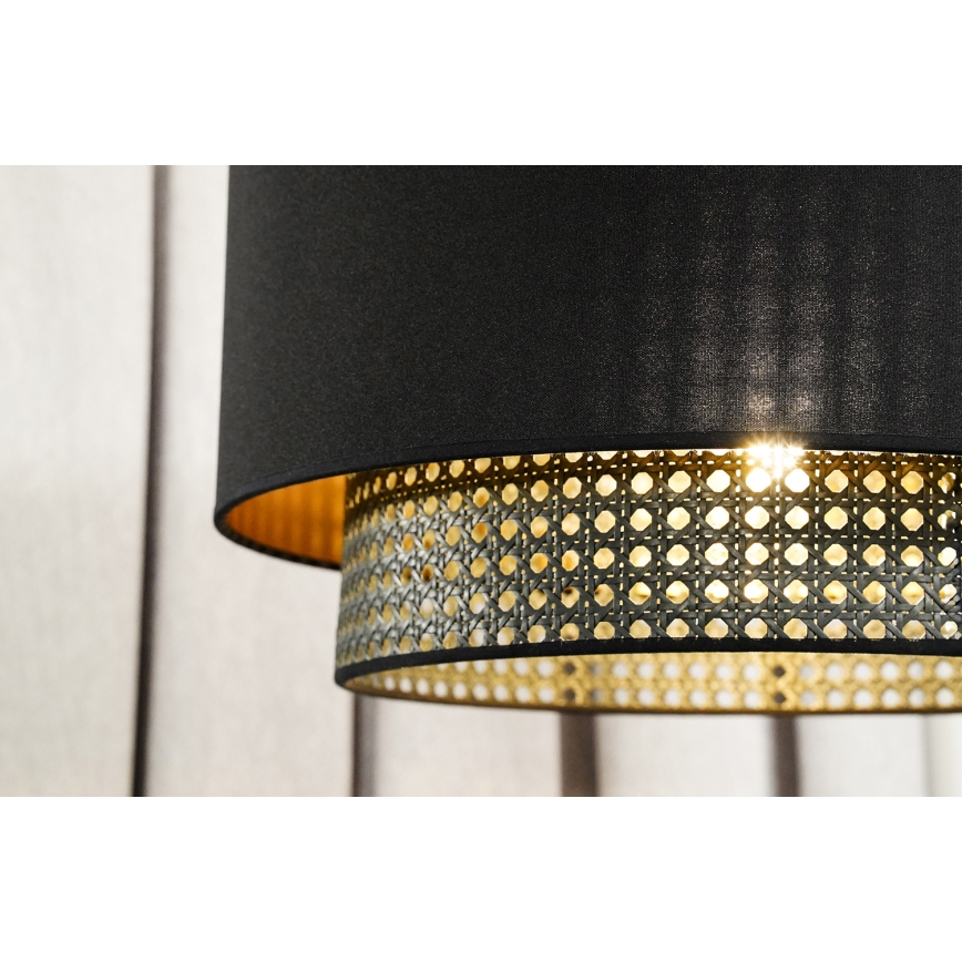 Duolla - Kattokruunu johdossa BOHO RATTAN 1xE27/15W/230V halkaisija 45 cm musta