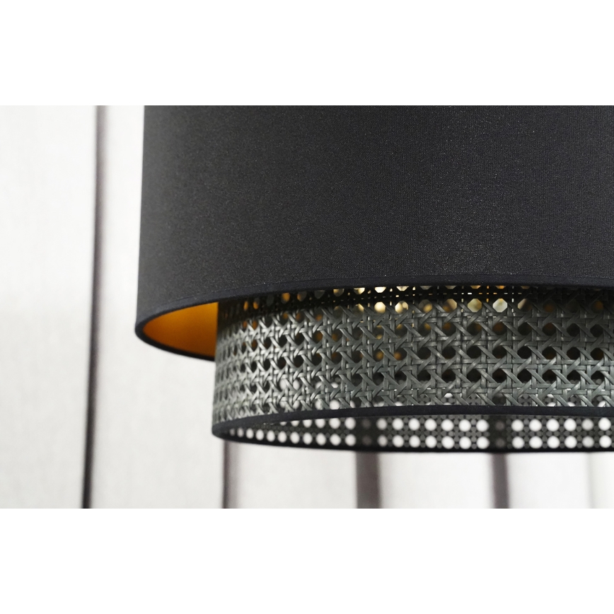 Duolla - Kattokruunu johdossa BOHO RATTAN 1xE27/15W/230V halkaisija 45 cm musta