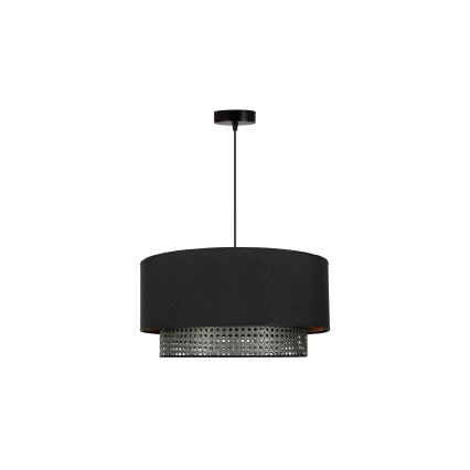 Duolla - Kattokruunu johdossa BOHO RATTAN 1xE27/15W/230V halkaisija 45 cm musta