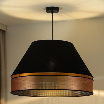 Duolla - Kattokruunu johdossa COPPER SHINY 1xE27/15W/230V halkaisija 60 cm musta/kupari