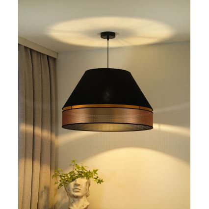 Duolla - Kattokruunu johdossa COPPER SHINY 1xE27/15W/230V halkaisija 60 cm musta/kupari