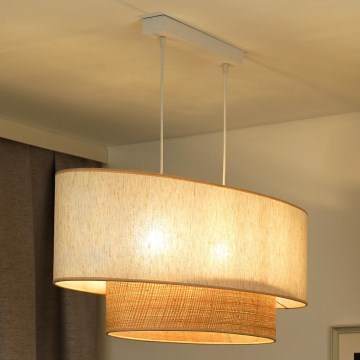 Duolla - Kattokruunu johdossa DOUBLE OVAL NATURE 2xE27/15W/230V kerma/beige
