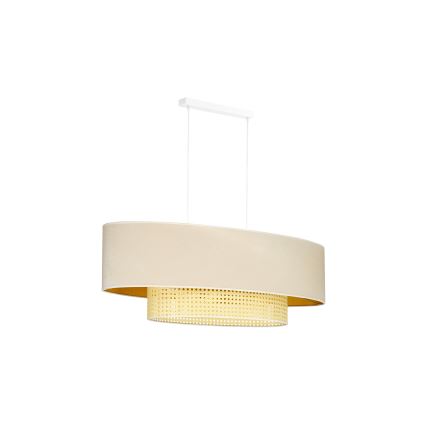 Duolla - Kattokruunu johdossa DOUBLE OVAL RATTAN 2xE27/15W/230V kerma/rottinki