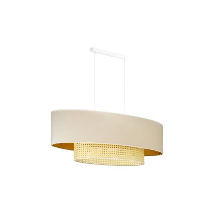 Duolla - Kattokruunu johdossa DOUBLE OVAL RATTAN 2xE27/15W/230V kerma/rottinki