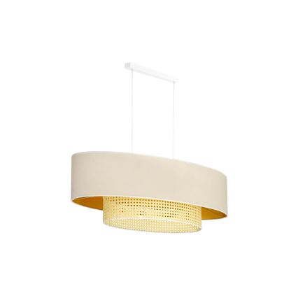 Duolla - Kattokruunu johdossa DOUBLE OVAL RATTAN 2xE27/15W/230V kerma/rottinki