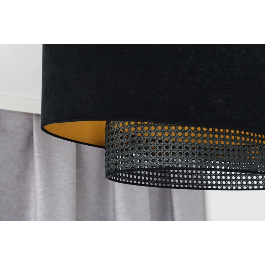 Duolla - Kattokruunu johdossa DOUBLE OVAL RATTAN 2xE27/15W/230V musta/rottinki