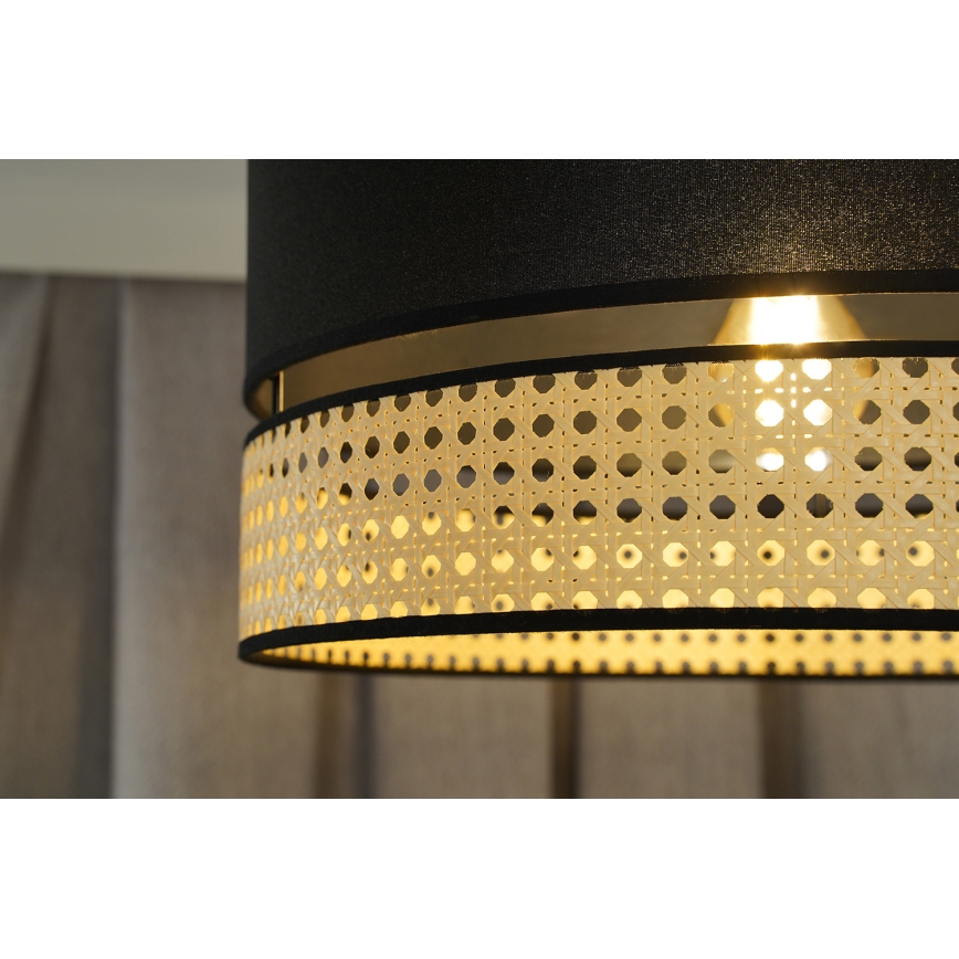 Duolla - Kattokruunu johdossa DOUBLE RATTAN 1xE27/15W/230V halkaisija 40 cm musta/beige