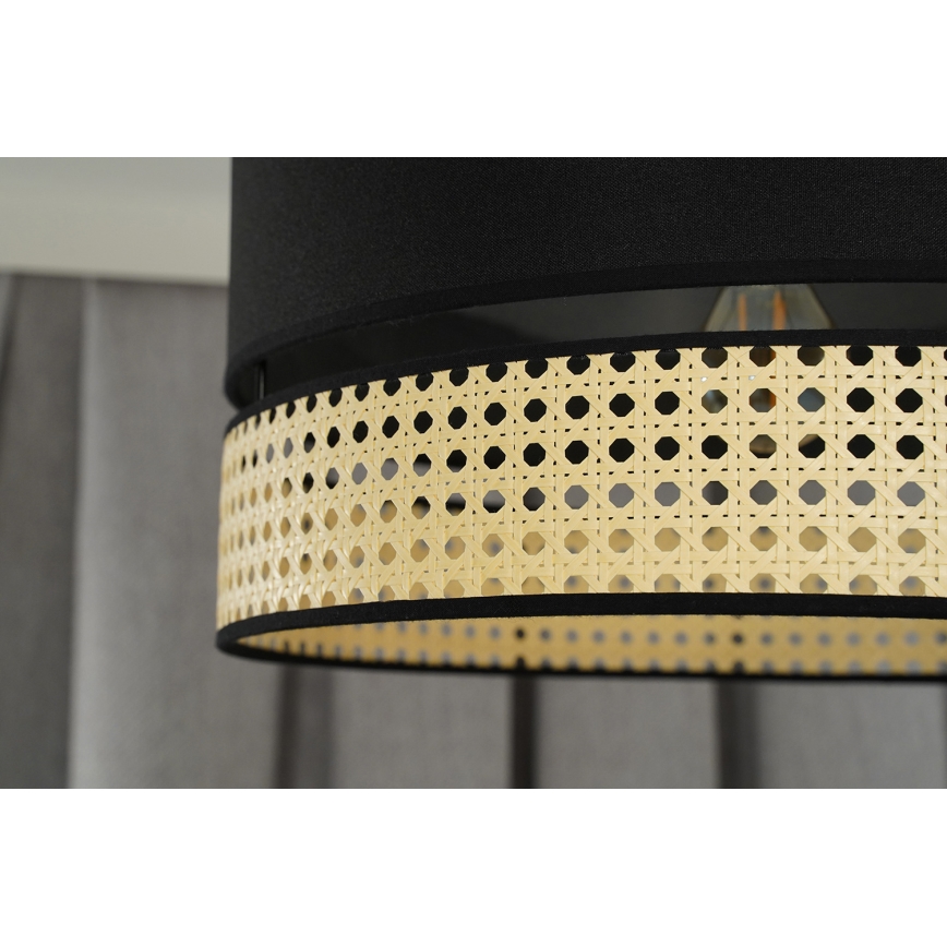 Duolla - Kattokruunu johdossa DOUBLE RATTAN 1xE27/15W/230V halkaisija 40 cm musta/beige