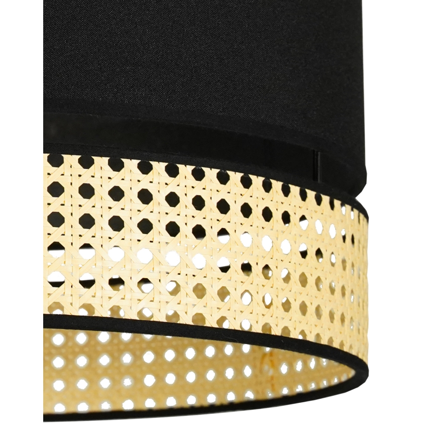 Duolla - Kattokruunu johdossa DOUBLE RATTAN 1xE27/15W/230V halkaisija 40 cm musta/beige