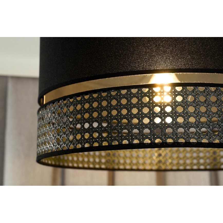 Duolla - Kattokruunu johdossa DOUBLE RATTAN 1xE27/15W/230V halkaisija 40 cm musta